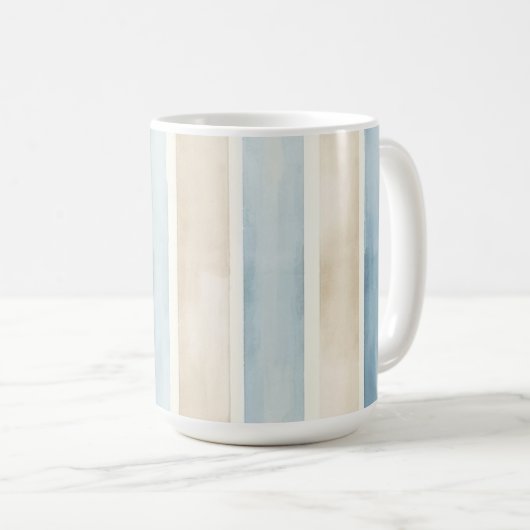 Mug Beach Blue Cream Stripes (Devant droit)
