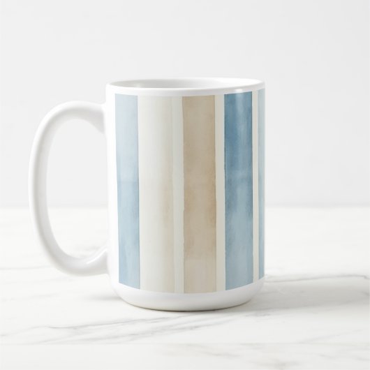Mug Beach Blue Cream Stripes (Gauche)