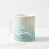 Mug Beach House Nautical Voilier Aqua Blue ID623 (Devant gauche)