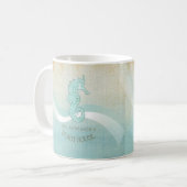 Mug Beach House Seahorse Aqua Blue ID623 (Devant gauche)