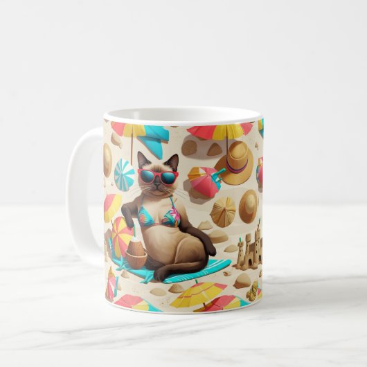 Mug  Beach themed for Siamese Cat Lovers Party (Devant gauche)