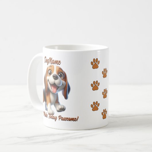 Mug Beagle - Ajouter le nom du chien, modifier le text (Devant gauche)