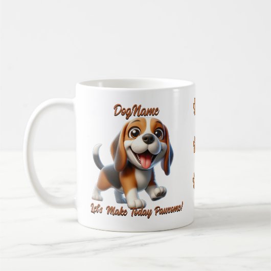 Mug Beagle - Ajouter le nom du chien, modifier le text (Gauche)