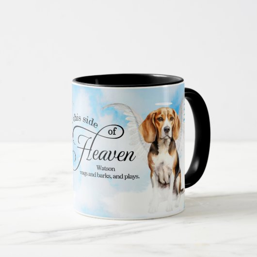 Mug Beagle Angel Dog in Heaven Personalized Memorial (Devant droit)