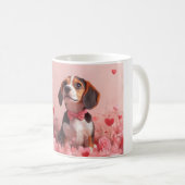 Mug Beagle avec des roses - Saint-Valentin (Devant droit)