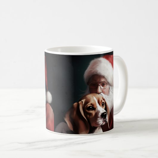 Mug Beagle avec le Père Noël Festif Noël (Devant droit)