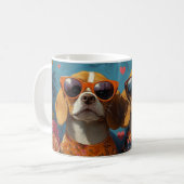 Mug Beagle avec Roses du Cœur pour la Saint-Valentin (Devant gauche)