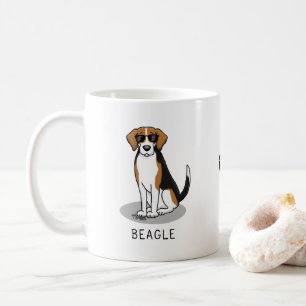 Mug Beagle cool avec lunettes de soleil (tri couleur 3