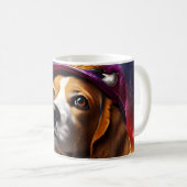 Mug Beagle dans un Casquette rose (Devant droit)