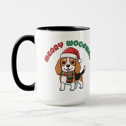 Mug Beagle de Noël : Joyeuses Woofmas (Gauche)