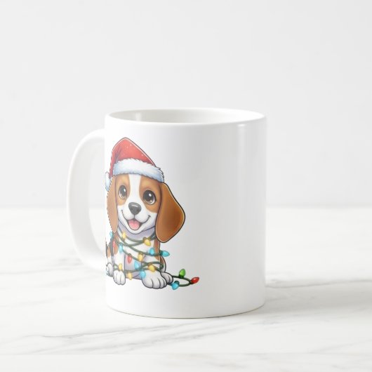 Mug Beagle de Noël mignon (Devant gauche)