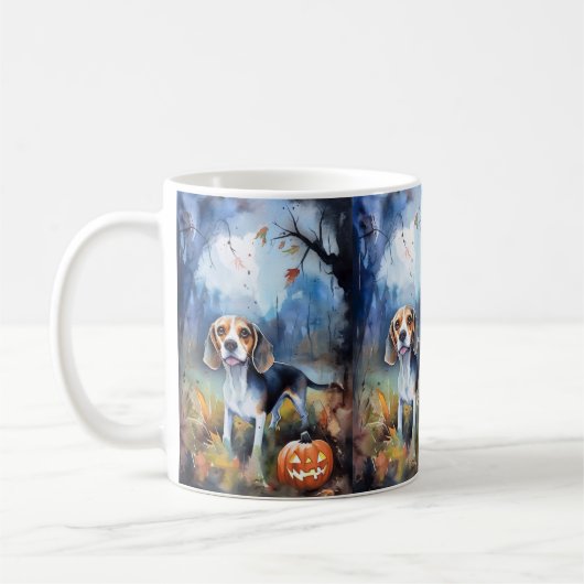 Mug Beagle d'Halloween avec peur Citrouille (Gauche)