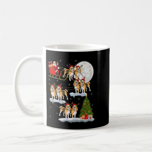 Mug Beagle Dog Santa Sleigh Flying Funny Magical Chris (Gauche)