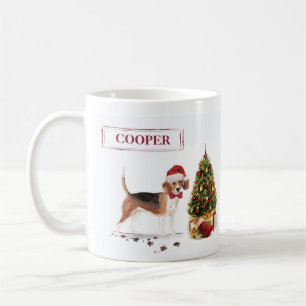 Mug Beagle drôle Chien de Noël avec arbre