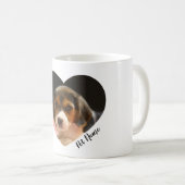 Mug Beagle en forme de coeur photo et nom (Devant droit)