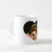 Mug Beagle en forme de coeur photo et nom (Devant gauche)
