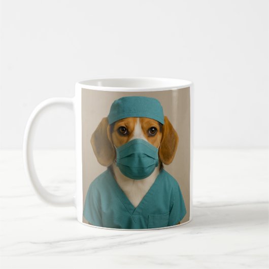 Mug Beagle en tenue de bloc (Gauche)