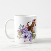 Mug Beagle entouré de fleurs d'aquarelle luxuriante (Gauche)