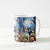Mug Beagle Halloween avec citrouilles effrayant (Devant droit)