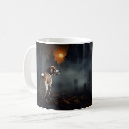 Mug Beagle Halloween effrayant (Devant gauche)