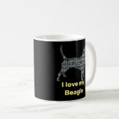 Mug Beagle Hound Dog Yellow & Black Grid Line (Devant droit)
