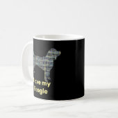 Mug Beagle Hound Dog Yellow & Black Grid Line (Devant gauche)