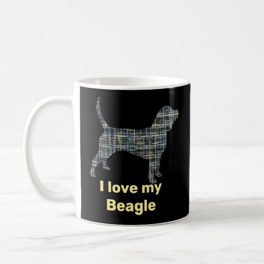 Mug Beagle Hound Dog Yellow & Black Grid Line (Gauche)
