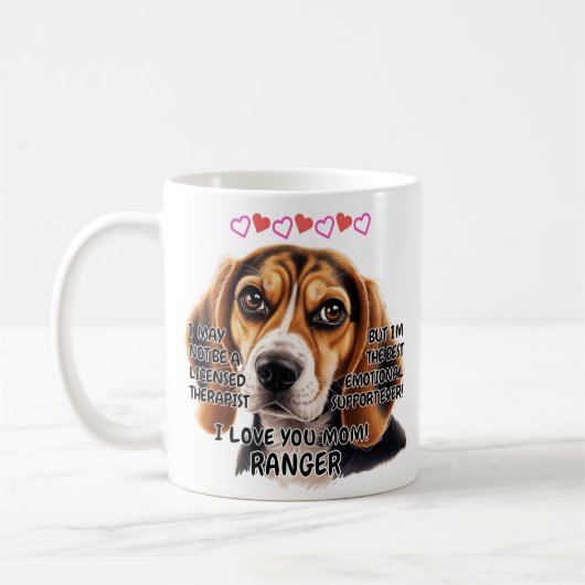 Mug Beagle Mug, Ajouter le nom du chien, Vous pouvez m (Gauche)