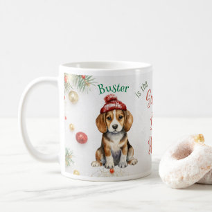 Mug Beagle Père Noël de Noël personnalisable