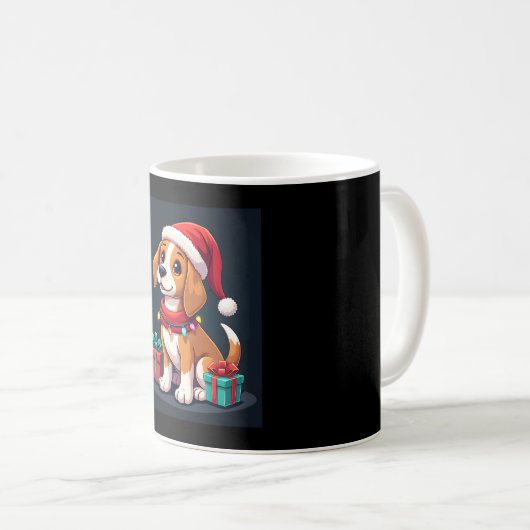 Mug Beagle Xmas Éclairage Père Noël Beagle Chien Noël  (Devant droit)