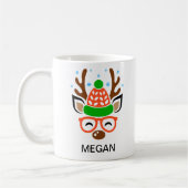 Mug Beanie & Glasses Holiday Antlers Reindeer Face (Gauche)
