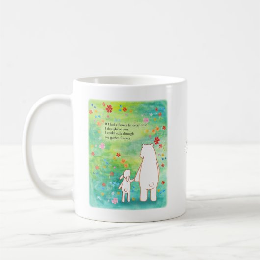 Mug Bear and Bunny in Floral Field with love poem name (Gauche)