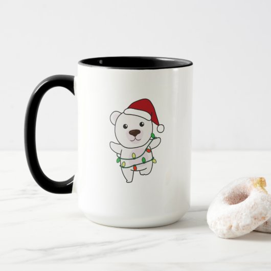 Mug Bear Christmas Winter Animals Polar Bears (Avec donut)