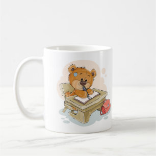 Mug Bear de dessin mignon Écrire un livre