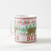 Mug Bear Deer ou Bière Chandail de Noël style Knit (Devant gauche)