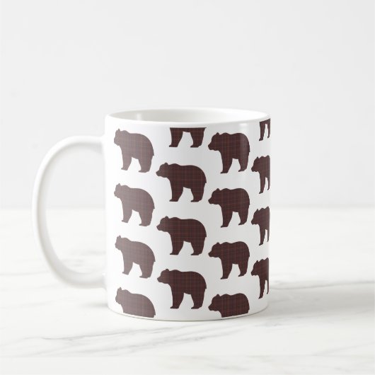 Mug Bear Shape Plaid Brown Cabin Core (Gauche)