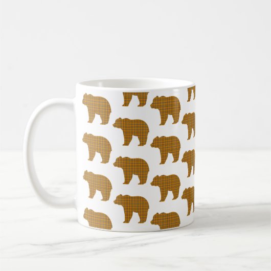 Mug Bear Shape Plaid Orange Light Blue Cabin Core (Gauche)