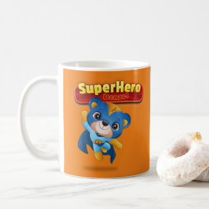 Mug 🦸 ‍ ♂️ Bear SuperHero Nom personnalisé,Initial   