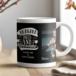 Mug Beared Enked Awesome 2 Photo Papa Personnalisé
