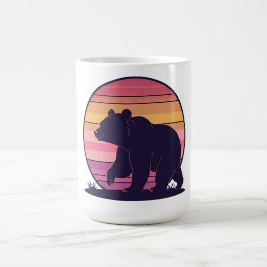 Mug Bearly Awake - Drôle Retro Bear Sunset Design Coff (Centre)