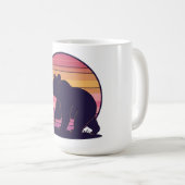 Mug Bearly Awake - Drôle Retro Bear Sunset Design Coff (Devant droit)