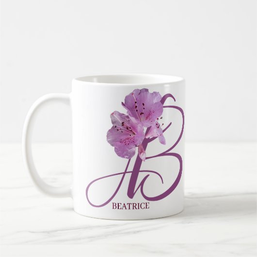 Mug Béatrice nom personnalisable joli rose floral mign (Gauche)