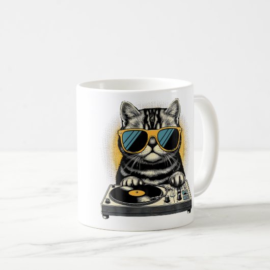 Mug Beats Feline Dj Cat Synthwave Kitty Mix (Devant droit)