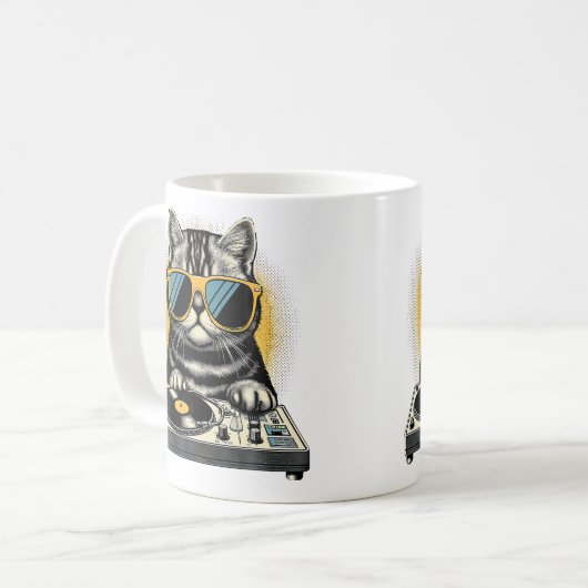 Mug Beats Feline Dj Cat Synthwave Kitty Mix (Devant gauche)
