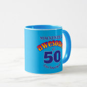 Mug BEAU 50 BLEU Anniversaire (Devant droit)