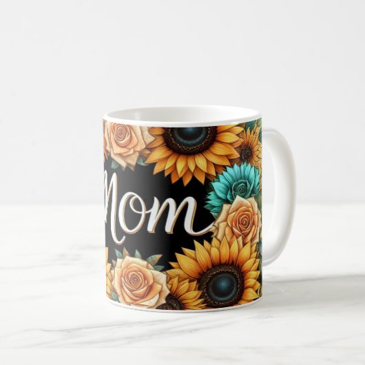 Mug Beau Arrangement Floral Avec "Maman" (Devant droit)