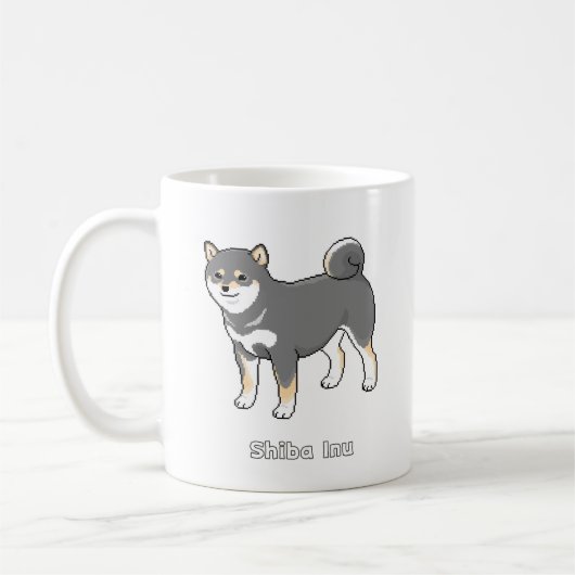 Mug Beau art noir & Tan Shiba Inu Pixel (Gauche)