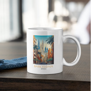 Mug Beau Barcelone Espagne Rétro Vintage Voyage