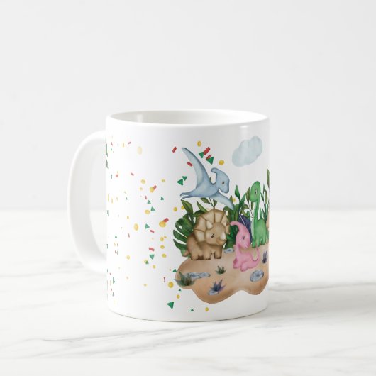 Mug Beau bébé coloré Dinosaures (Devant gauche)