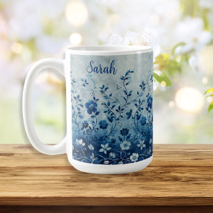 Mug Beau bleu Vintage Tropical Hawaiian Flowered